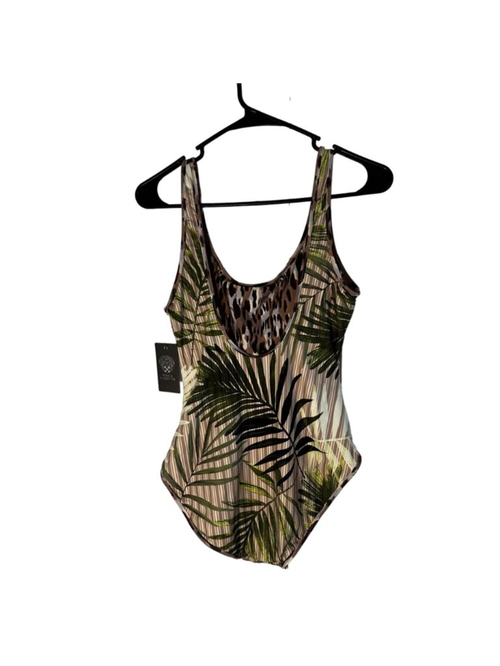 Vince Camuto Reversible One-Piece Swimsuit Leopard & Palm Print Size 14 Women's - Picture 2 of 9